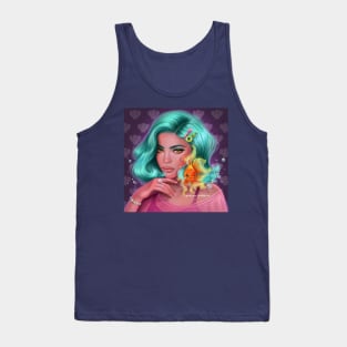 Girl with gold fish Tank Top